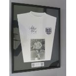 Rodney Marsh signed England football shirt with signed photo, signature in black pen on shirt and