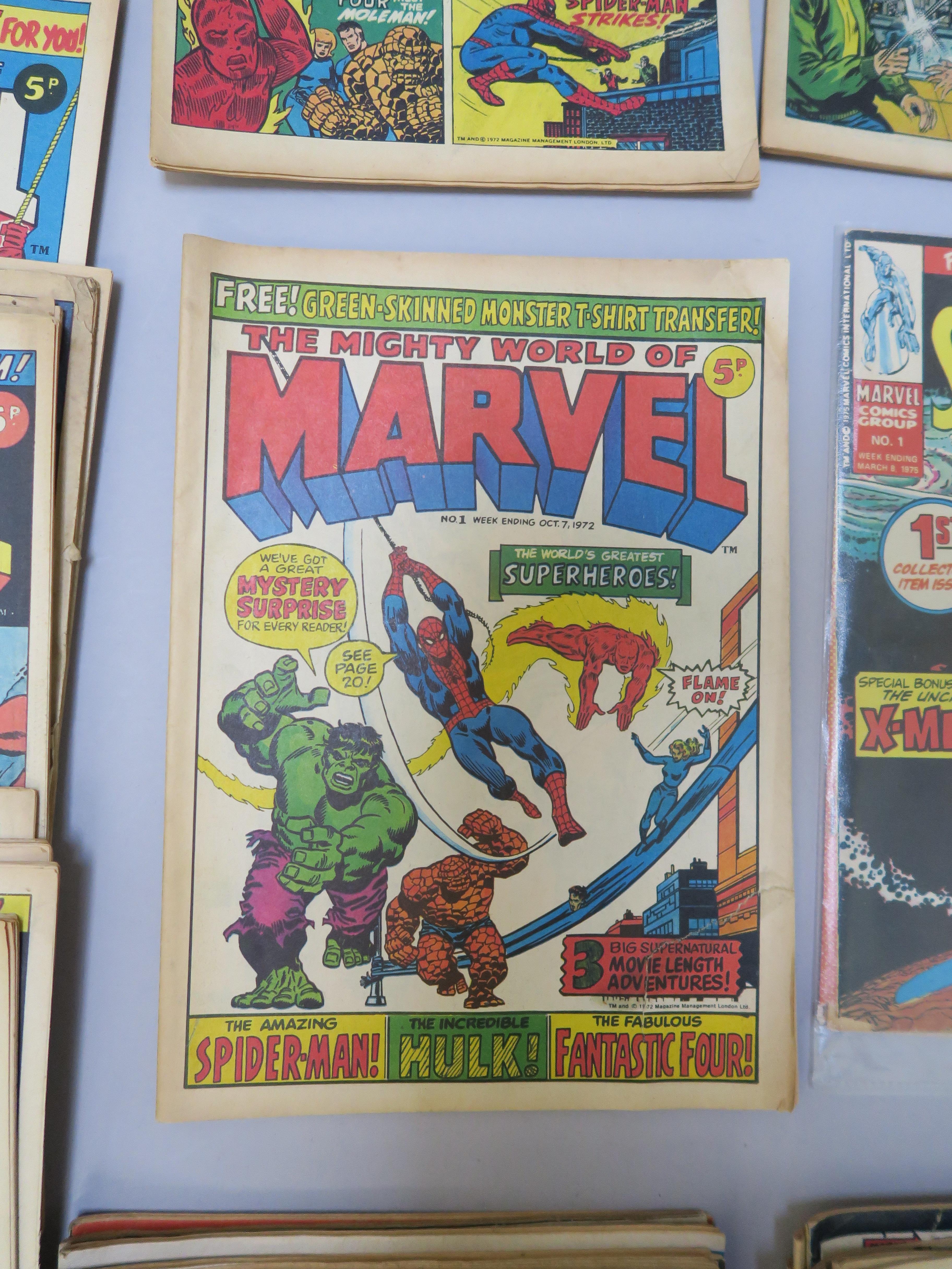 Marvel UK comics inc. Mighty World of Marvel no.1 from October 7th 1972 with Coupon through to no.26 - Image 2 of 4