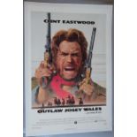 Outlaw Josey Wales (1976) Clint Eastwood US one sheet film poster painted as Josey Wales holding