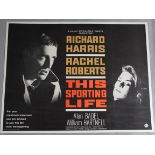 This Sporting Life original British Quad film poster on linen starring Richard Harris and Rachel