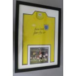 Gordon Banks hand signed England football shirt with "Good Luck Gordon Banks" signed in black pen on