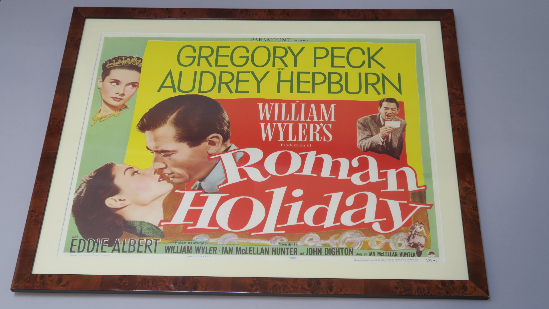 Roman Holiday (1953) Original US half sheet film poster starring Audrey Hepburn and Gregory Peck