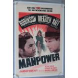 Manpower (1941) original US one sheet film poster starring Edward G Robinson, George Raft and