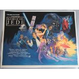 Star Wars Return of the Jedi UK Quad film poster linen backed from 1983 with full artwork by Josh