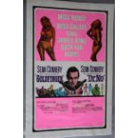 Goldfinger / Dr. No 1966 one sheet linen backed film poster combo picturing Sean Connery as James