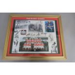 Busby Babes print hand signed by Ken Morgan & Albert Scanlon on 23rd June 2008 and Wilf McGuinness