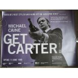 Get Carter BFI release British Quad film poster picturing Michael Caine as gangster Jack Carter