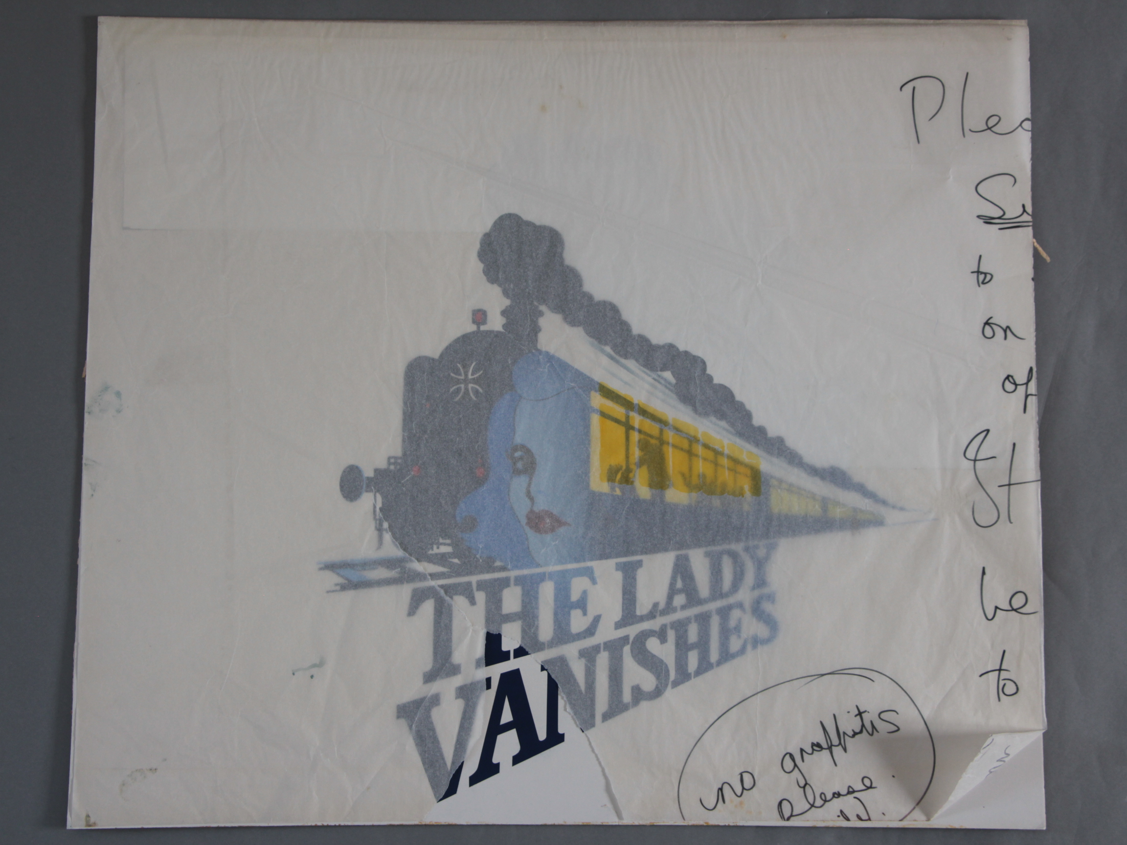 The Lady Vanishes Vic Fair original artwork for the film poster on Colyer & Southey art board - Image 2 of 3