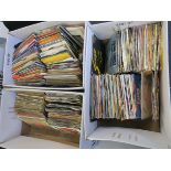 Collection of 7 inch vinyl singles in three boxes approx 200 from artists including - Rod Stewart,