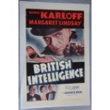 British Intelligence (1940) original US one sheet film poster starring Boris Karloff and Margaret