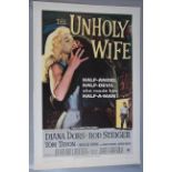Unholy Wife US one sheet film poster linen backed from 1957 with full colour art of Diana Dors and