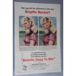 Babette Goes to War (1960) US one sheet film poster starring Brigitte Bardot litho printed with