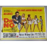 Dr No (1962) original first release British Quad film poster starring Sean Connery as James Bond 007