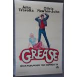 Grease (1978) teaser style US one sheet film poster picturing John Travolta as Danny and Olivia