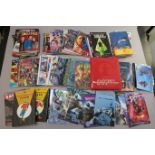 Collection of Marvel and DC graphic novels including Batgirl, The Flash, Superboy, Star Wars, Batman