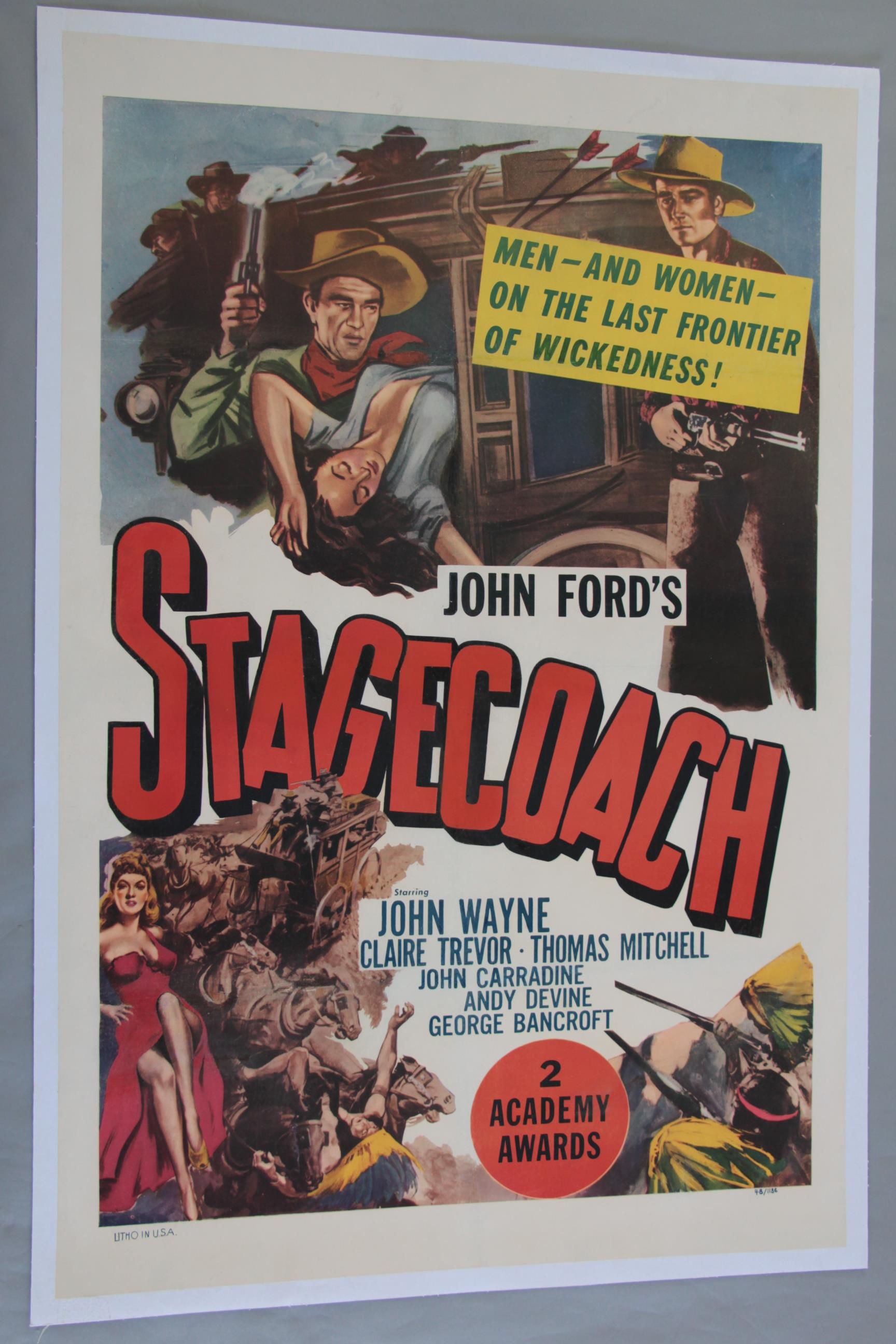 Stagecoach US one sheet film poster for the John Ford directed classic starring John Wayne with