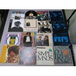 Collection of 80s vinyl records including U2 October, Depeche Mode (sleeve only x3), Simple Minds,