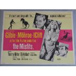 The Misfits (1961) Marilyn Monroe original British Quad film poster stars Clark Gable, from director