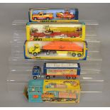 4 boxed Corgi diecast models, which includes 2 trucks, a fire engine and a pick up with trailer (