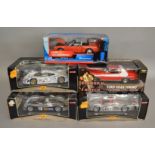 5 boxed 1:18 scale Cars, including two Film and TV related models, a 007 Ford Thunderbird and a