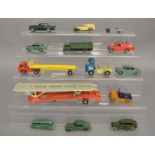 13 unboxed playworn diecast models by Dinky, Matchbox and Politoys. (13)