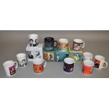 A large quantity of mugs which includes Harry Potter, James Bond, Mr T etc, this lot is contained