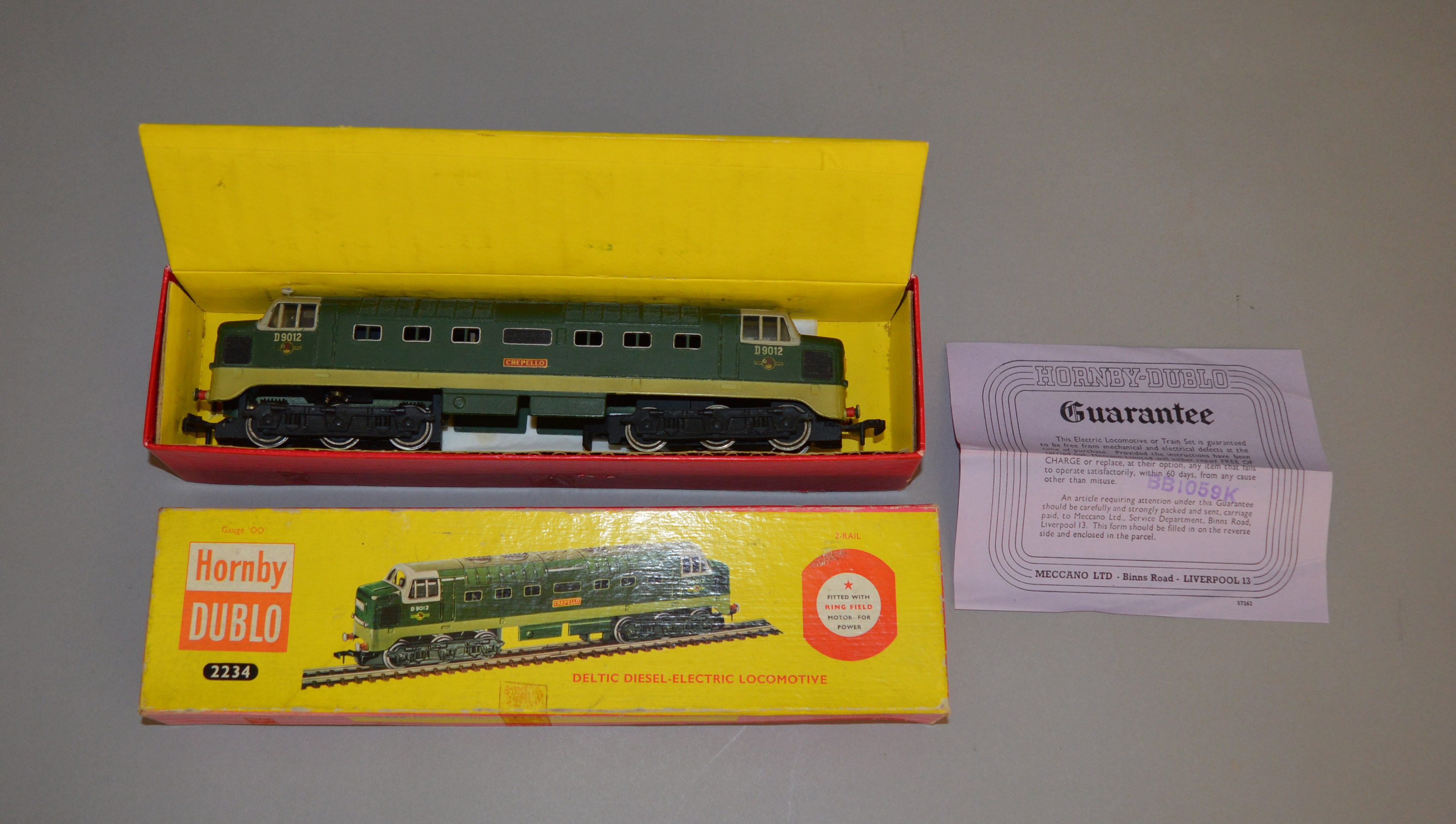 OO Gauge. A boxed 2234 Deltic Diesel Electric Locomotive, G/G+ in generally G+ box with '
