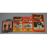 3 carded James Bond 007 toys by 'Coibel', made in Spain, including 'Harmless Exploding Coin',