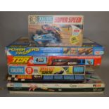 4 boxed vintage Scalextric slot car sets, '12E', '80' and 'YS500' together with 'Super Speed' Set,