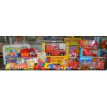 A collection of Postman Pat items, including; a remote control van, tray, bag, jigsaw etc.  [NO