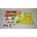 Timpo 77th Cavalry Encampment set which includes; the cardboard playmat, 2 tents, cannon etc plus