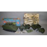 5 Action Man vehicles by Palitoy, 3 boxed and 2 unboxed; which includes; Landrover, 105mm Light