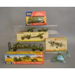 4 boxed Dinky Toys  615 US Jeep with 105mm Howitzer, 618 AEC Artic with Helicopter, 668 Foden Army