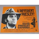 Charro Elvis Presley British Quad film poster with photo of Elvis Presley dressed as a cowboy,