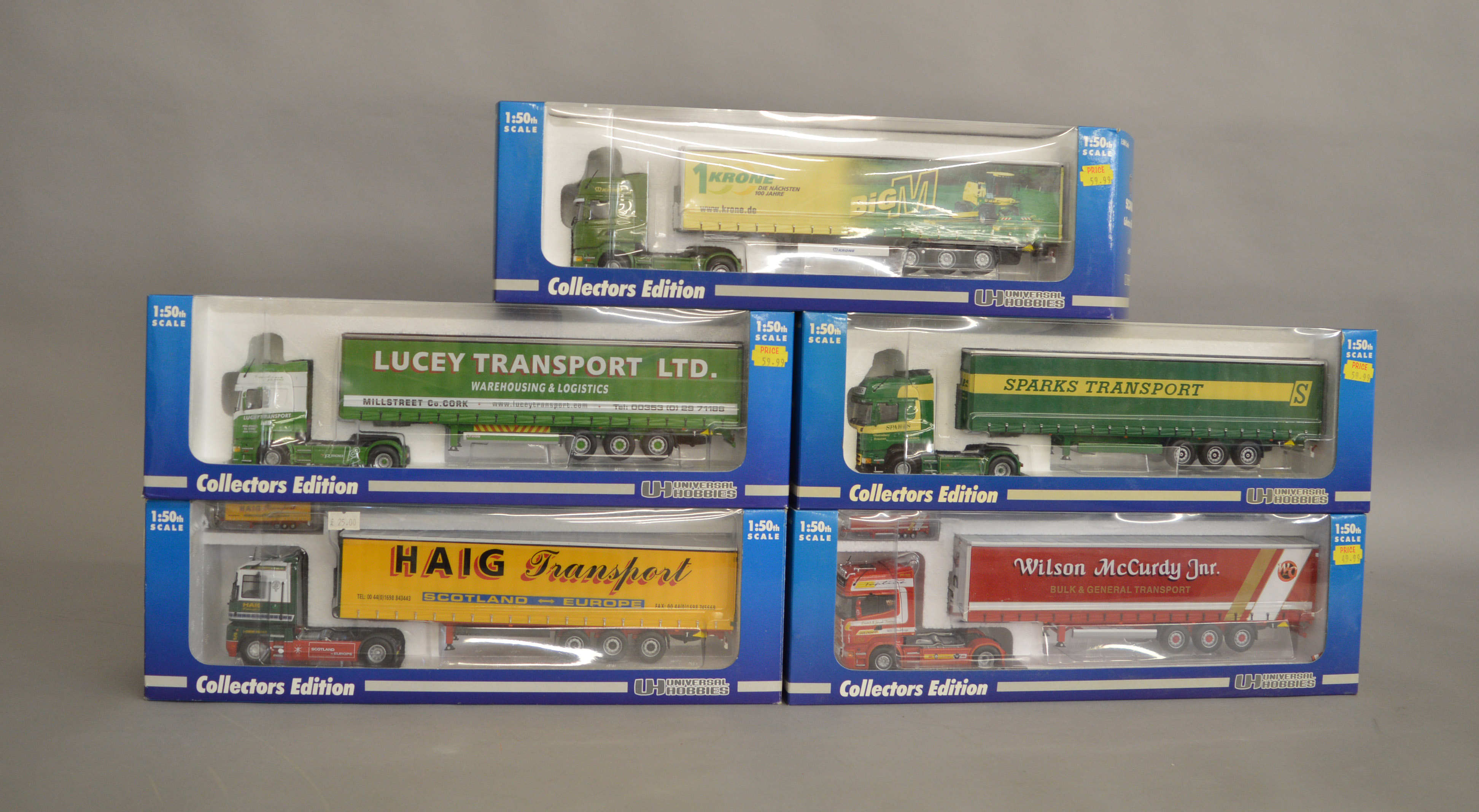 5 diecast lorries 1:50th scale by Universal Hobbies, all are collectors editions (5)