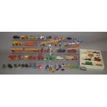 A quantity of  playworn diecast models by Corgi, Dinky, Matchbox .etc. An inner polystyrene tray for