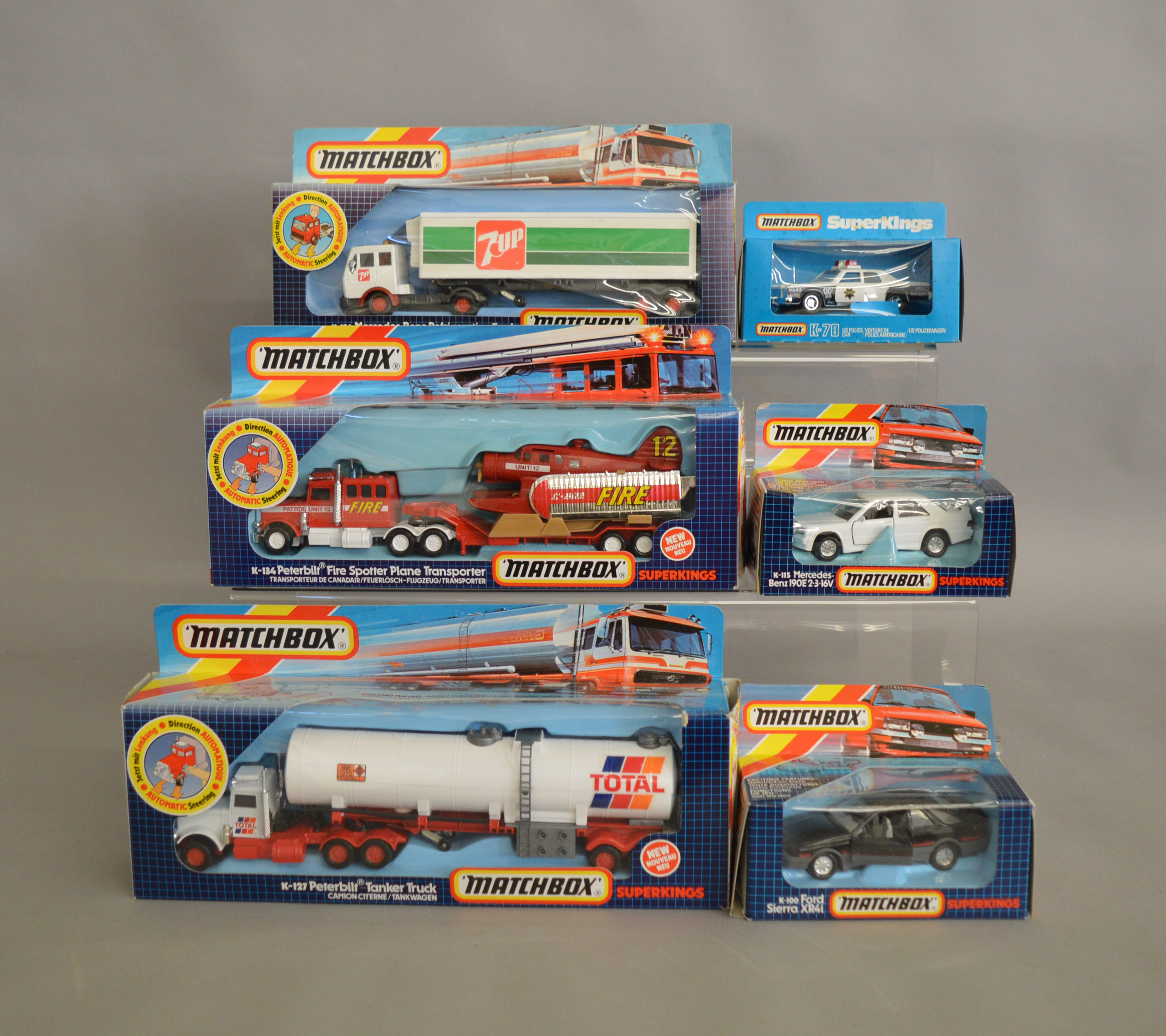 6 Matchbox models from the 'SuperKings' range, in various styles of window box packaging,