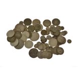A bagged quantity of pre 20 silver coins, approx gross weight 340gms, & pre 47 coins, approx gross