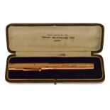 A Swan Mabie Todd & Co Ltd Fountain Pen, stamped 9ct with 14k nib, in original leather case