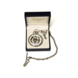 A Woodford top-wind moon-phase skeleton pocket watch & chain, in original box, working