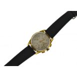 Telda chronograph gents gold plated mechanical wristwatch, on later leather strap, working