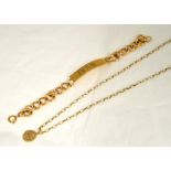 A 9ct H/M ID bracelet together with a 9ct H/M pendant & chain, approx gross weight 21.8gms,