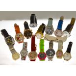 Fifteen quartz wristwatches, some working, most A/F