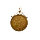 1958 Full sovereign in a 9ct H/M pendant mount, approx gross weight 9.6gms