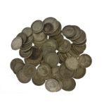 A bagged quantity of pre 47 silver coins, approx gross weight 451gms