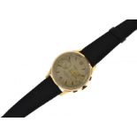 A gents Verbena 18ct chronograph Suisse mechanical wristwatch, missing 18ct case back (has metal