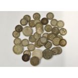 A bagged quantity of pre 47 coins, approx gross weight 231gms, together with pre 20 coins, approx