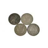 Four silver American dollars dated 1880, 1881, 1896 & 1922