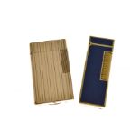 A Dunhill lapis enamelled lighter numbered RE24163 together with a gold plated Dupont lighter