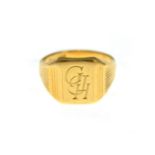 An 18ct H/M signet ring, with initials engraved, size V, approx 15.3gms